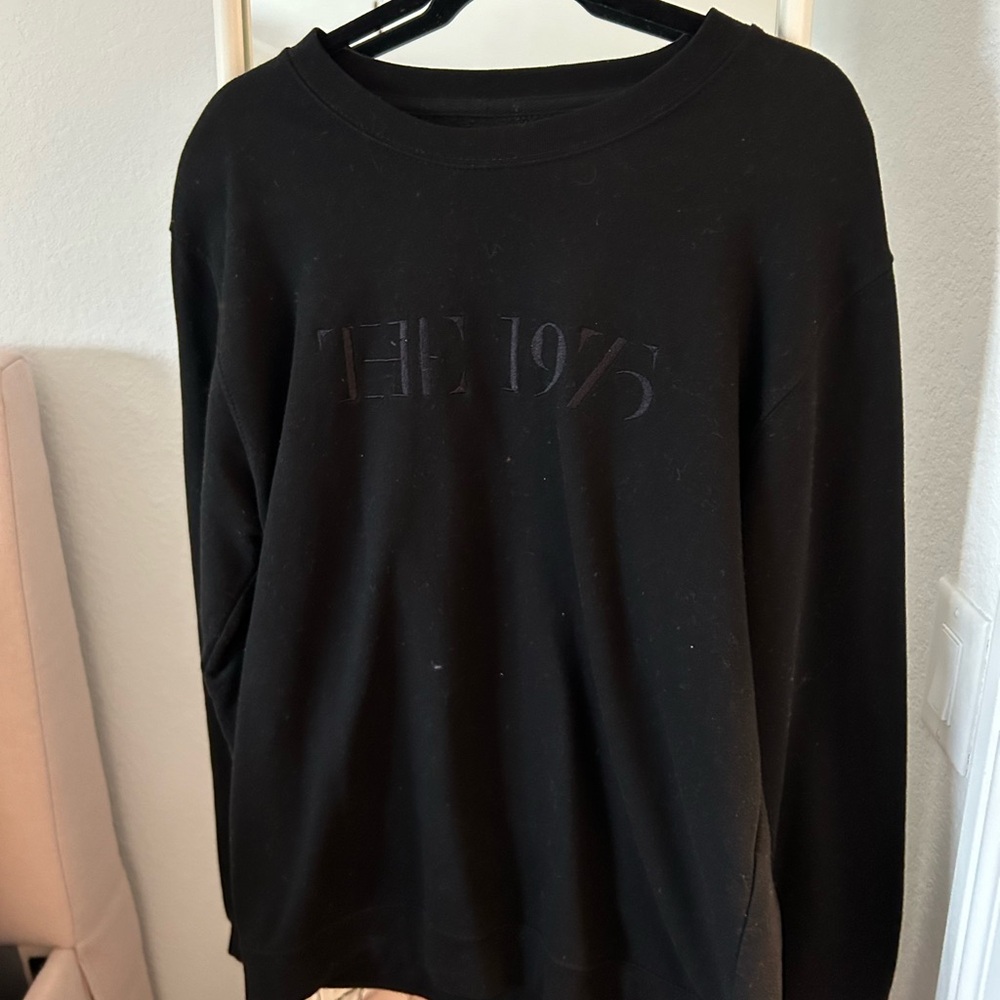 The 1975 Black Logo Embroidered Crewneck
